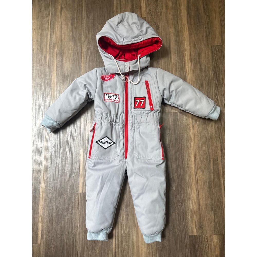 Tootsie Roll Snowsuit Kids 3T Gray BMW Logo Vintage Insulated Hooded One Piece
